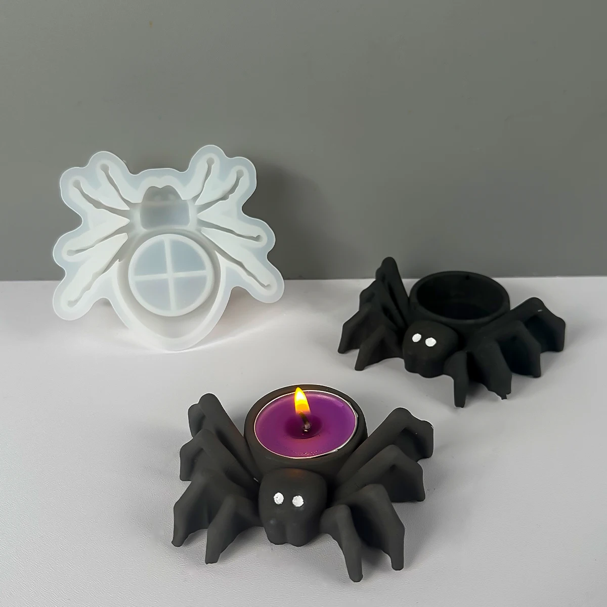 DIY Spider Candlestick Silicone Mold Halloween Epoxy Resin Candle Holder Molds Animals Series Spider Candle Mould Home Decor