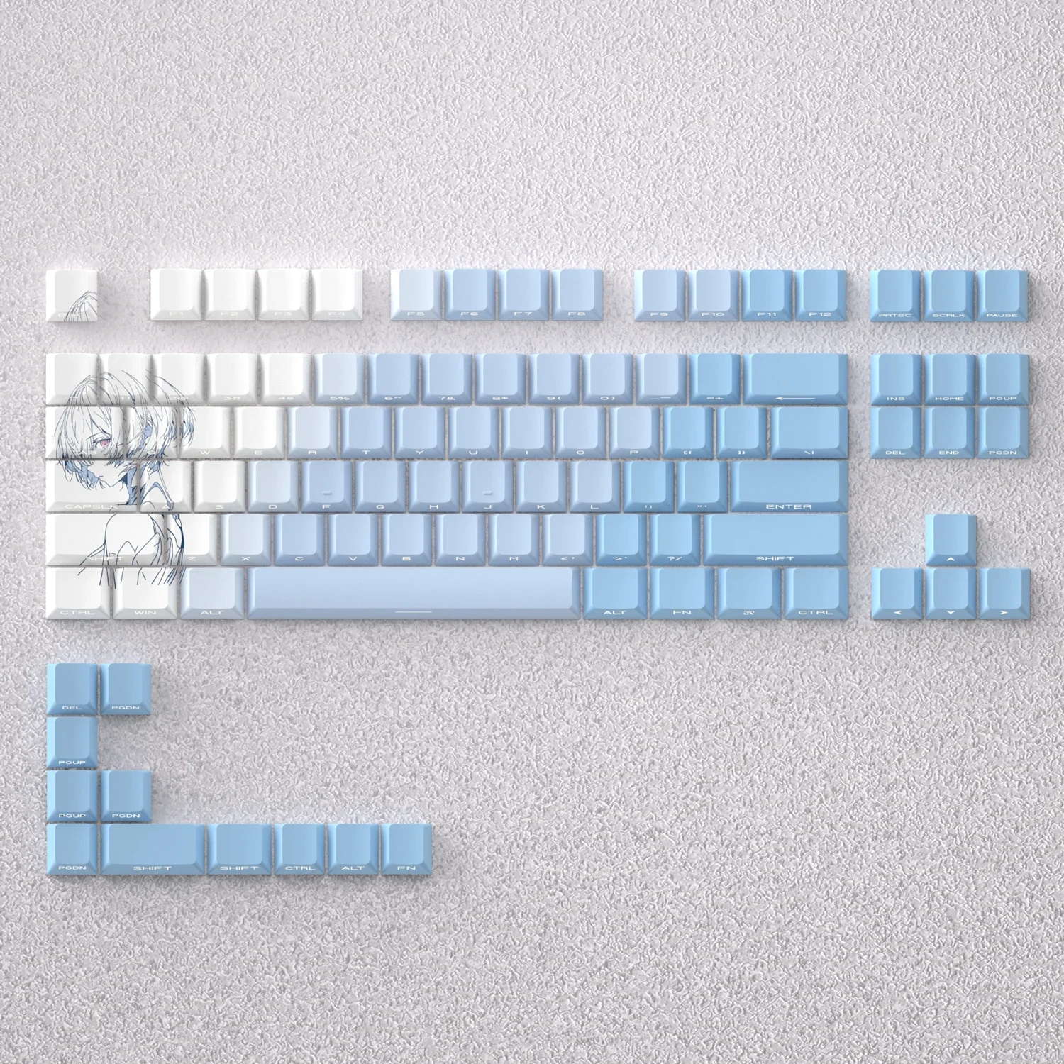 98 Keys PBT Keycaps EVA Ayanami Rei Side Print Anime Theme Cherry Profile Dye Sub Mechanical Keyboard GK61 Anne Pro 2