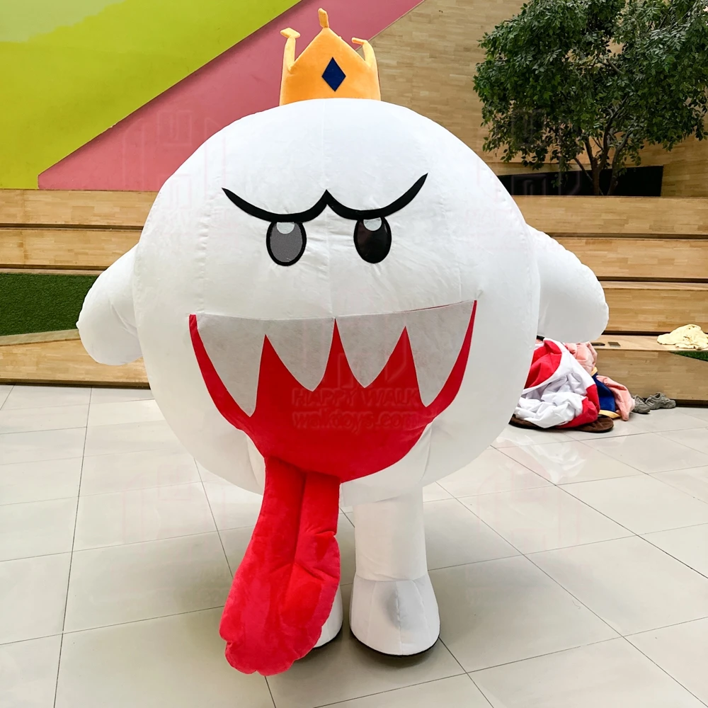 

Giant Plush Inflatable Ghost Boo Mascot Costume Adults Walking Cartoon Doll Clothings Carnival Fancy Party Cosplay Props