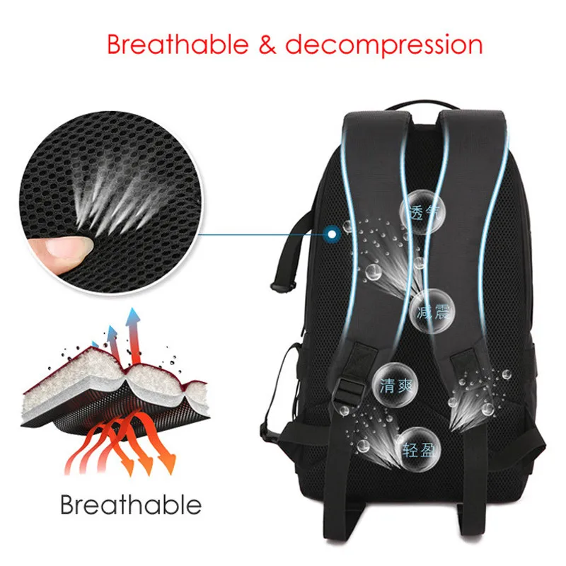 Mochila de hombro para cámara de vídeo, resistente al agua, con raya reflectora, compatible con Latptop de 15,6 pulgadas, funda para trípode acolchado suave a prueba de golpes, bolsa para fotos