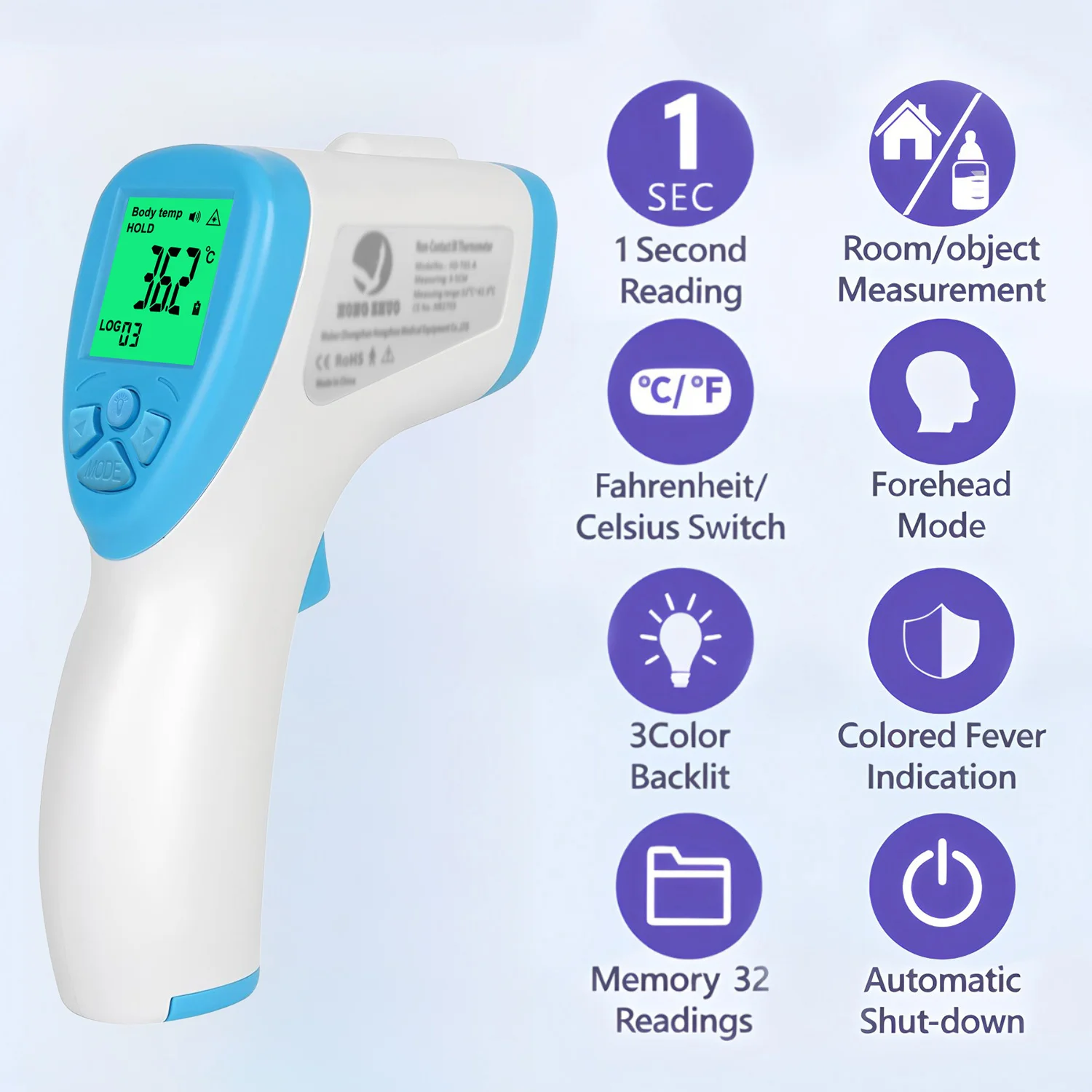 Electronic Non-Contact Infrared Forehead Thermometer Medical Digital Fever Temperature Meter for Adults Children