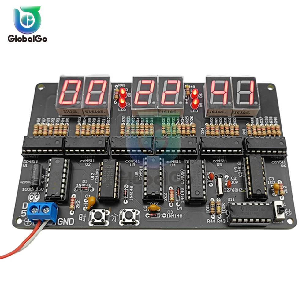 DC4.5V-5.5V 6-bit Digital LED Display Electronic Clock Production Suite DIY Self Assembly and Soldering Spare Parts Kit