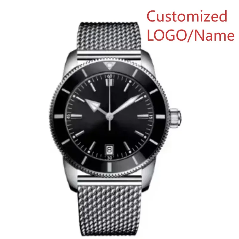 Relógio mecânico automático masculino de luxo superocean preto azul borracha rosa ouro relógios esportivos cerâmica personalizado