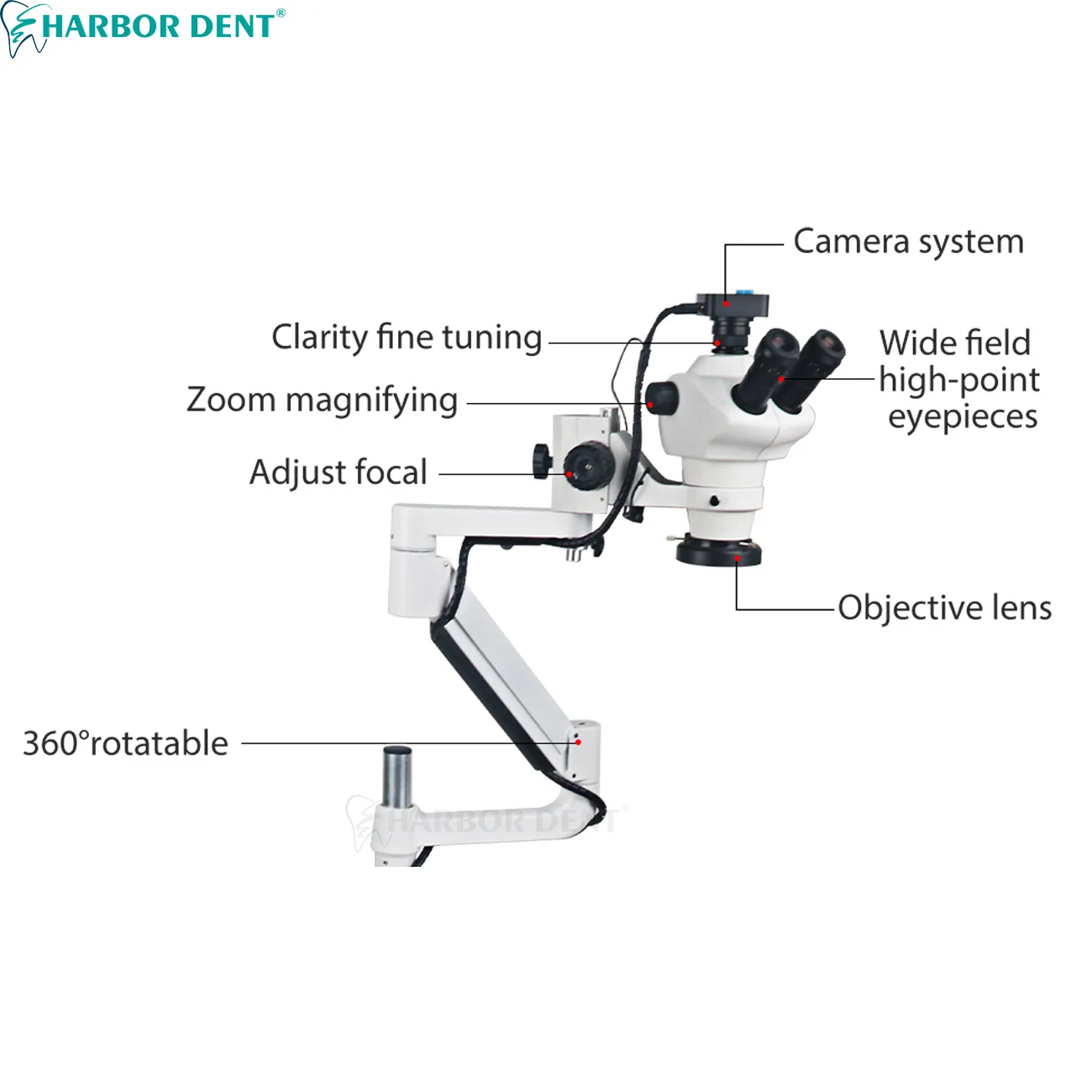 3.35~22.5X Dental Equipment Microscope With Camera Continuous Zoom And LED Light Clip For Dentists Denture Tool Customized