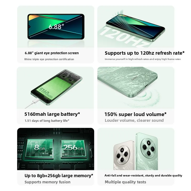 Redmi 14C Global Smartphone 5160mAh Batería grande 18W Carga rápida Pantalla de 6,88 "120Hz Cámara de 50MP Dispositivo Android Teléfonos móviles