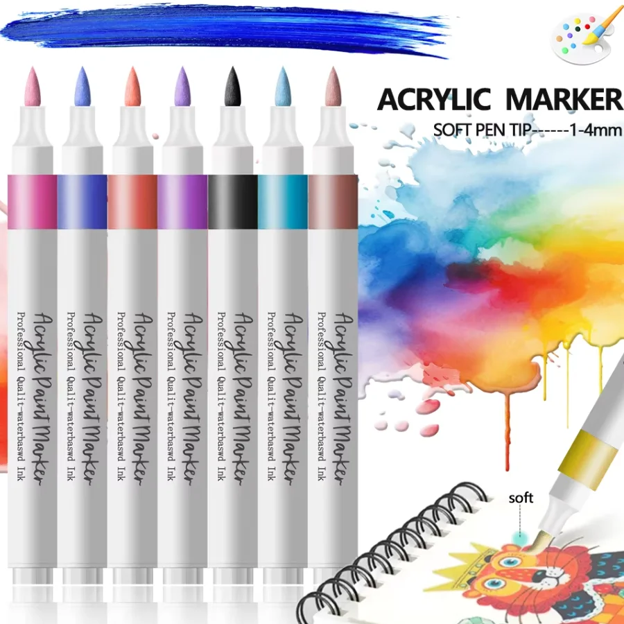 Picture 7: 120 Colors Soft Headed Different Color Acrylic Marker Pen Color Art Graffiti Pen, Waterproof, Opaque, Water-Based Soft Headed