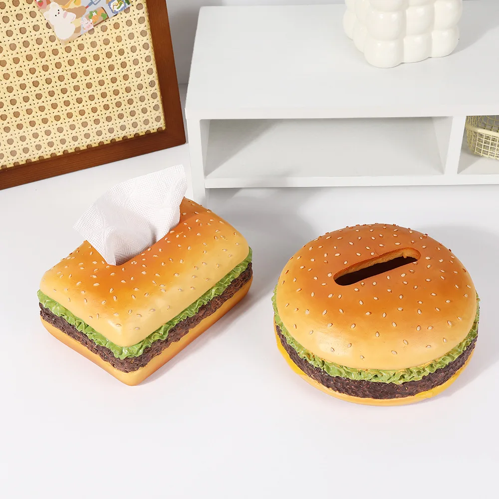 Hamburger tissue box trendy cartoon creative American retro living room paper box home interesting decoration gift