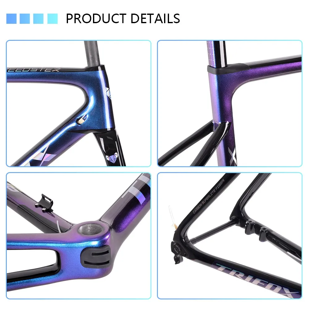 TRIFOX X16 Ultralight Carbon Road Bike Frame Racing Bicycle Frameset Disc Brake 142*12 Thru Axle 44 / 49 / 52 / 54 / 56 / 58cm