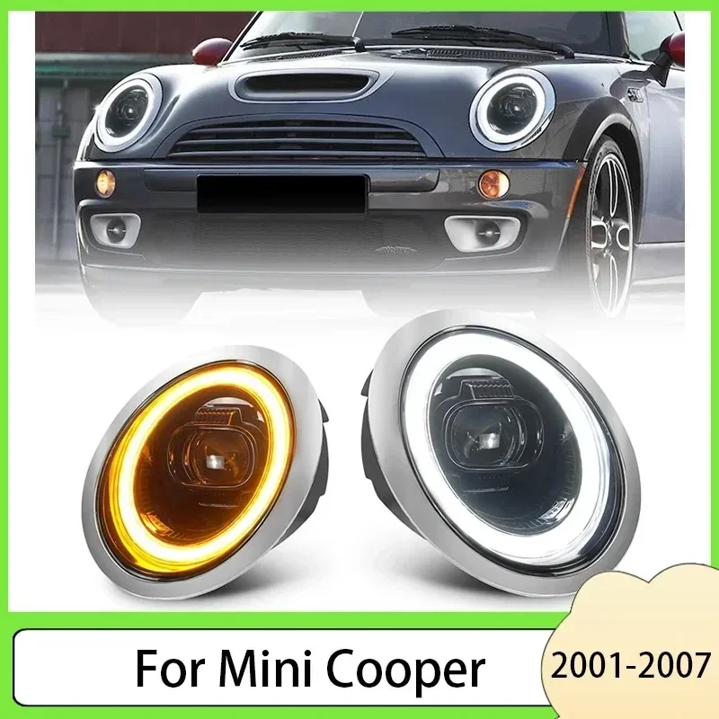 2 шт. автомобильные фары для BMW Mini Cooper R50 R52 R53 светодиодные фары в сборе 2001-2007 модифицированные галогенные ксеноновые автоаксессуары