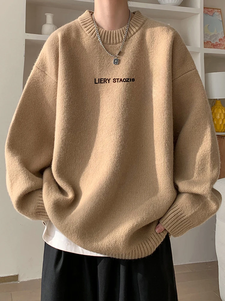 

Loose Fit round Ne Knitwear Long Sve Men's Autumn Winter Sle Inner Wear Casual Comfortable Soft Fabric Printed Design