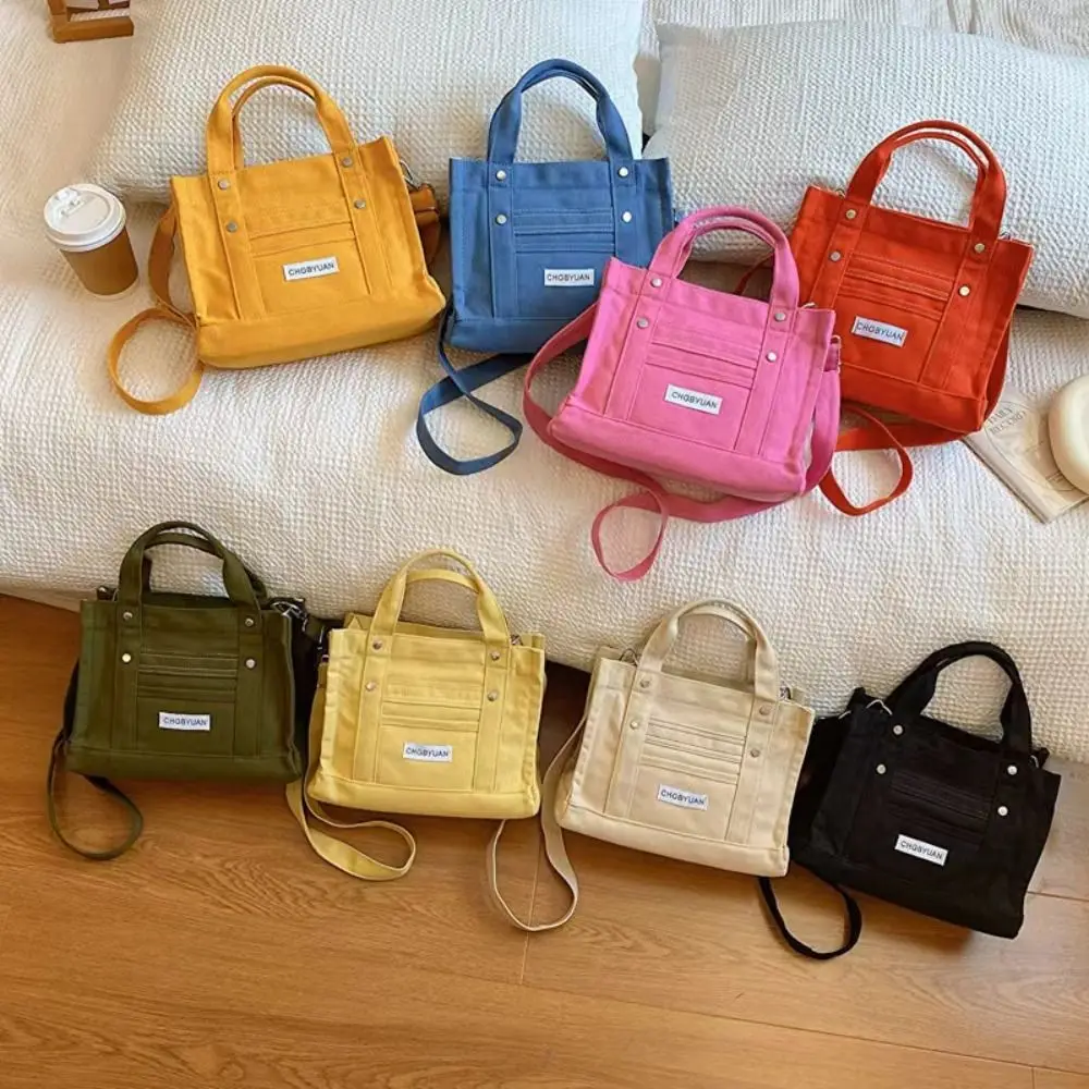 

Casual Large Capacity Canvas Bag Simple Printed Letter Tote Bag Commute Handbag Cloth Crossbody Bag Unisex