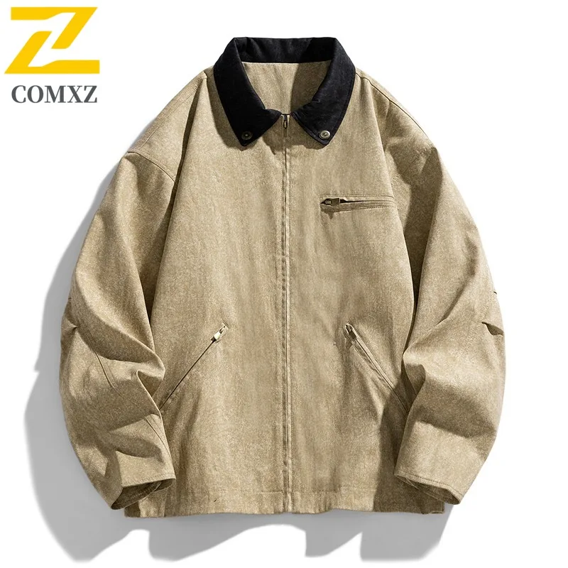 

COMXZ Luxury Men Jacket New Casual Stand Collar Outdoor Trekking Lightweight Coat Autumn Loose Breathable Quick Dry Mens Garment