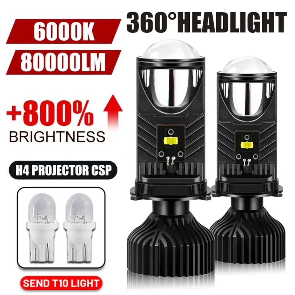 

H4 Car LED Light 80000LM 200W Car Headlight Bulbs Bi LED Lens Projector H4 Mini Projector Lens Headlight Projector LHD 12V 24V