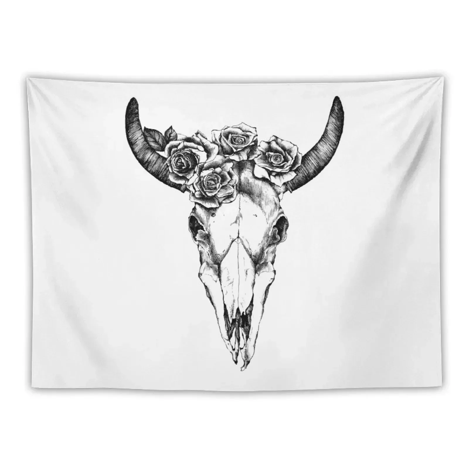 

Cow Skull Black and White Tapestry Aesthetic Decoration House Decor Tapestry