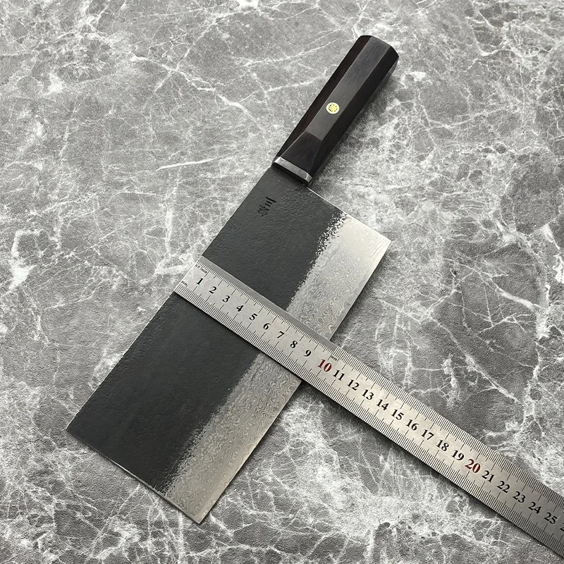 8 Inch Slicing Knife Silver Steel No. 3 Damascus Steel Core Blade Ebony Handle Cleaver Handmade Kitchen Knives Cooking Tools
