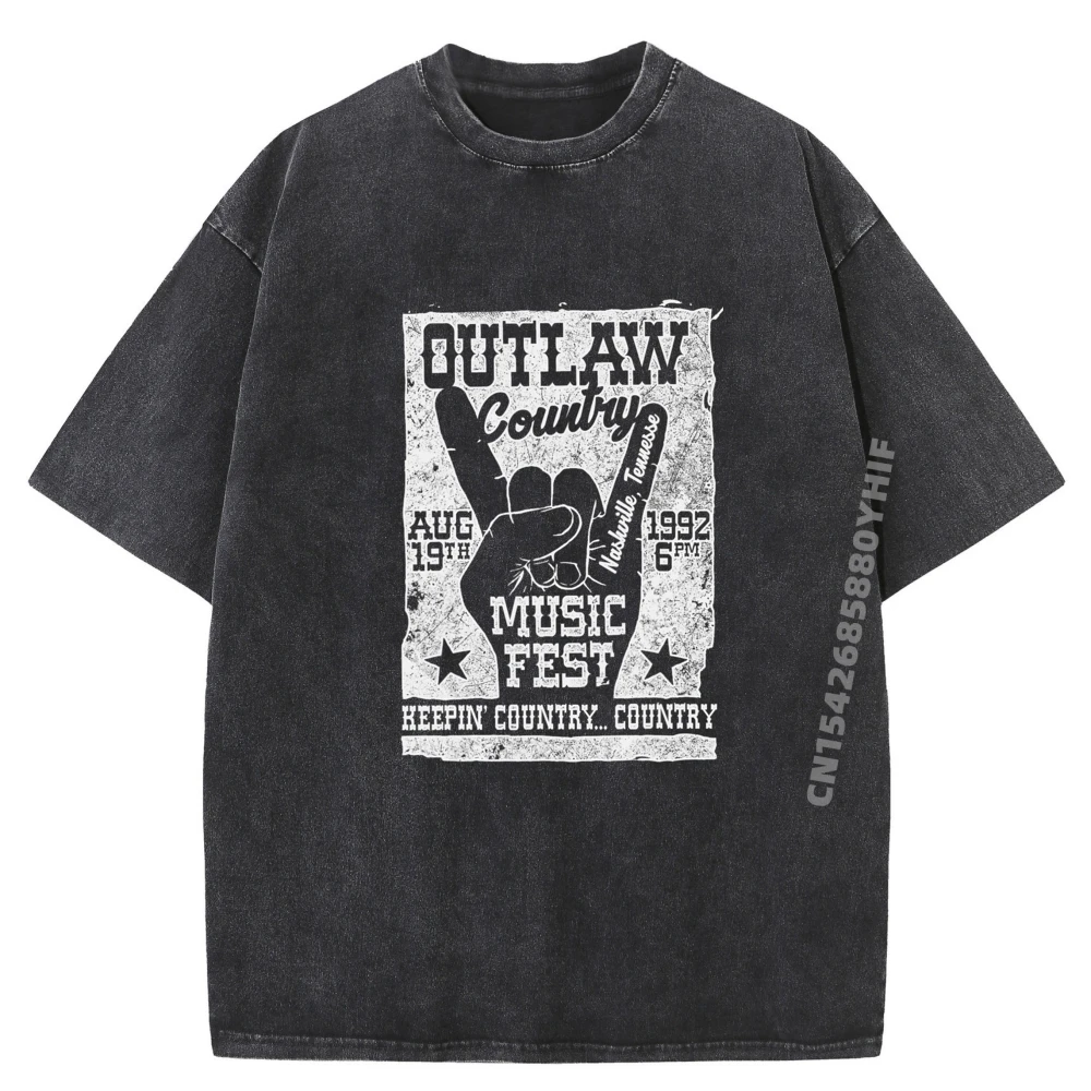 

Outlaw Country Music Fest Nashville Latest Mens Tshirts Graphic Tees Mens Vintage Washed T Shirt Hip Hop