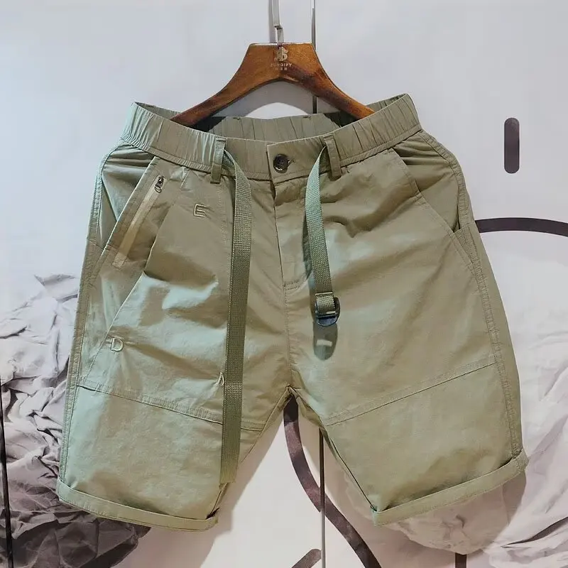 

Мужские брюки в стиле ретро в американском стиле, летняя спецодежда, тонкий пояс с пятью четвертью, дизайн, чувственные прямые дышащие повседневные брюки