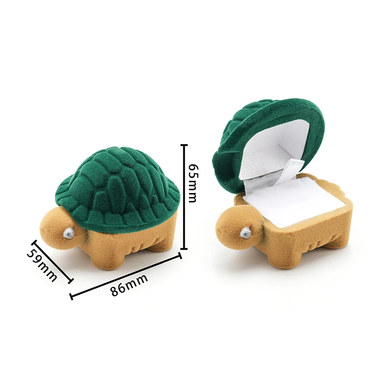 Cartoon Cute Ring Box, Turtle-shaped Jewelry Box, Velvet Earring Box, Flocked Box, Exquisite Jewelry Gift Box