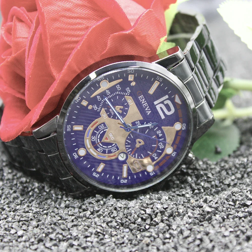 طقم سوار سوار من الجلد الفاخر ، ساعة ميكانيكية للرجال ، رقمية ذهبية للأعمال ، طالب بسيط ، السفر في الهواء الطلق ، 2 2.1