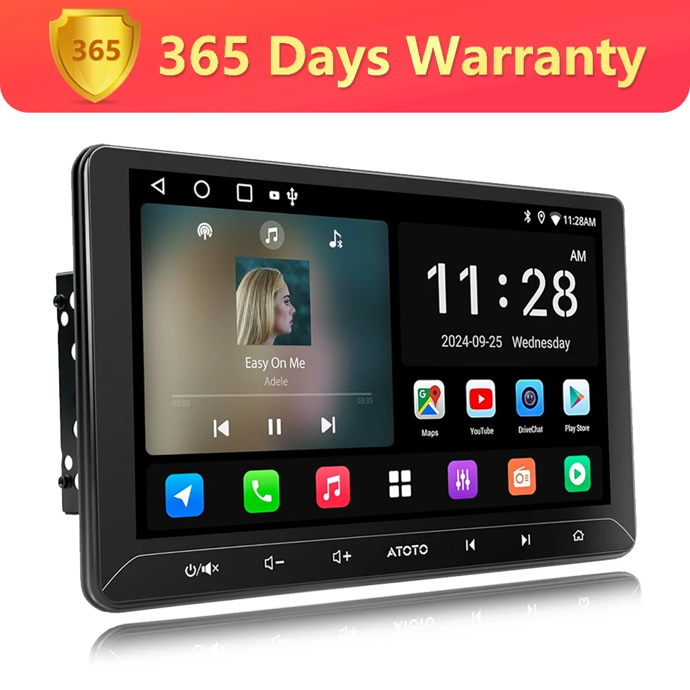 10.1インチカーラジオ2Din、CarPlayとAndroid Auto対応スクリーン搭載、ダブル2Din Androidカーステレオ、DSP/FM/AM/RDS/GPSカメラ、WiFi/Bluetooth/USBマルチメディアプレーヤーA5L A5 Atotozone