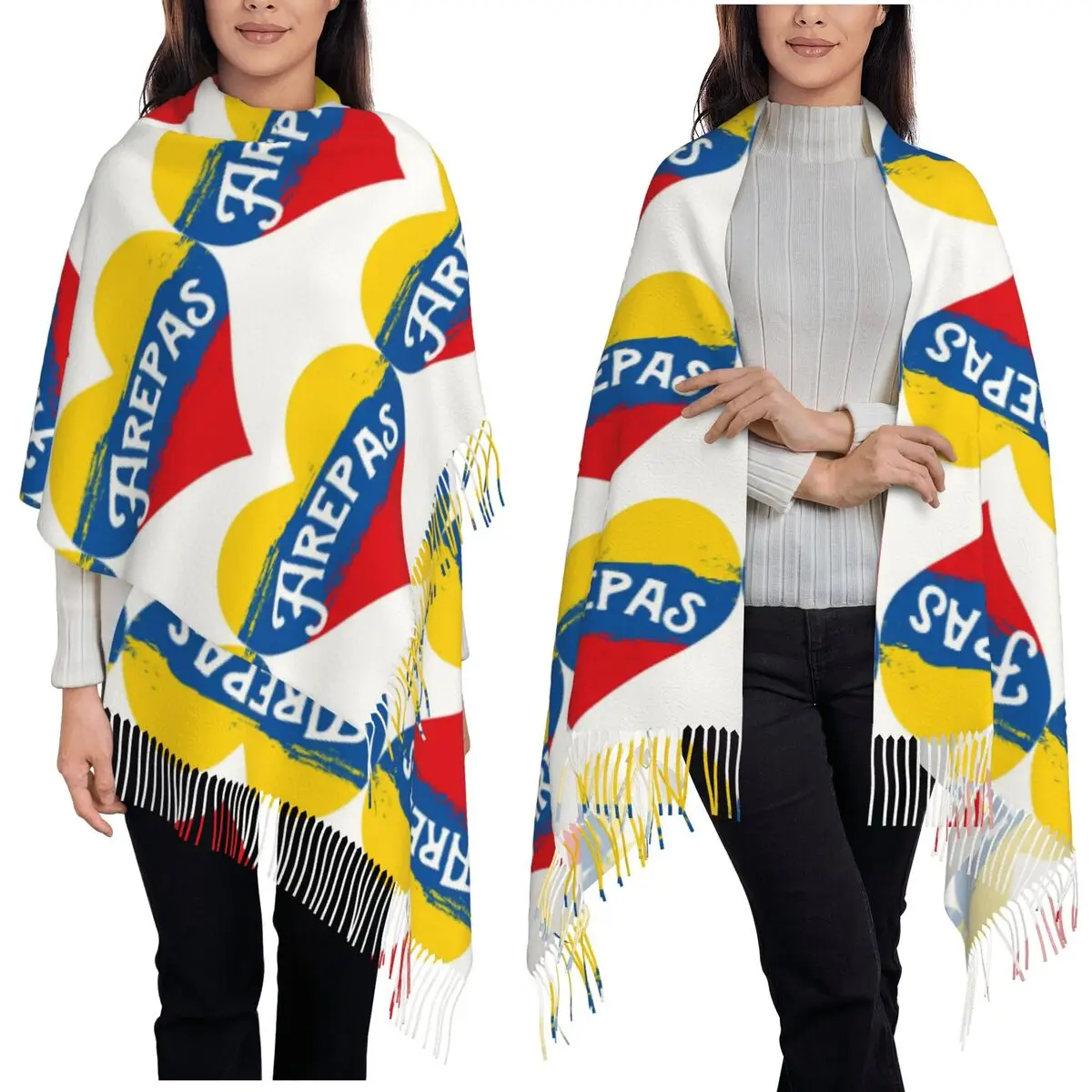 

Venezuela Arepa I Eat Arepas Traditional Food 7 Stars VZLA Scarf Tassel Scarves for Women Soft Shawls and Wraps Large Shawl Wrap