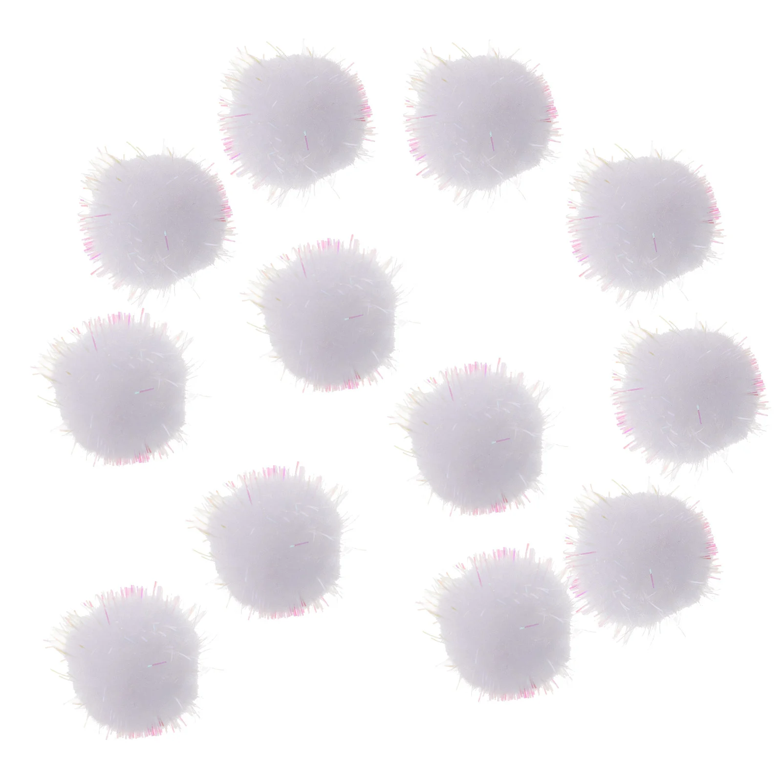 100 Pcs Colorful Glitter Balls White Decor Bulk Craft Supplies Decorate Pompoms for Crafts Artificial Fiber Polypropylene