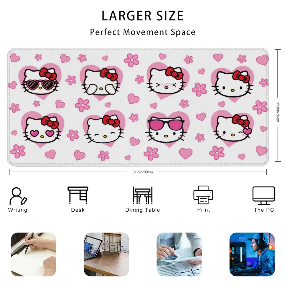 Xxl Mouse Pad Gamer Karet Gaming Pc Aksesoris Non-slip Sanrio Desk Mat Kawaii Over Edge Hello Kitty Mausepad Deskmat Mousepad