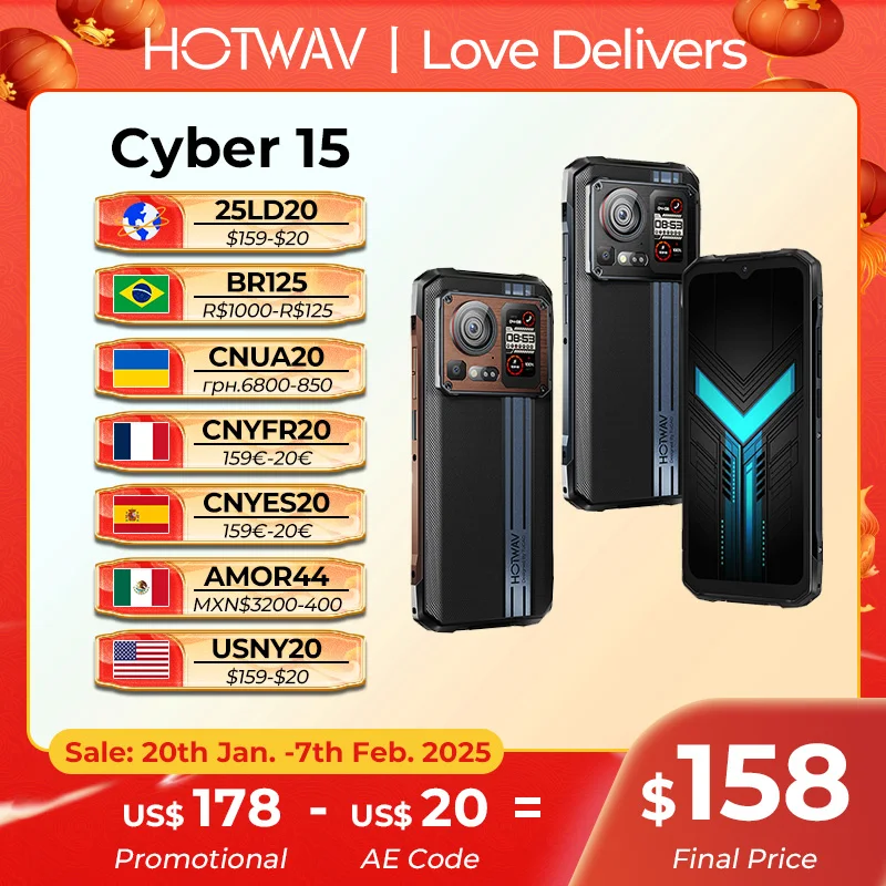 HOTWAV Cyber 15 Wytrzymały telefon 200 MP PixSmart G99 6,6 ''FHD + 120 Hz 2K Smartfon 24 (12 + 12 GB 256 GB Ultracienki telefon komórkowy