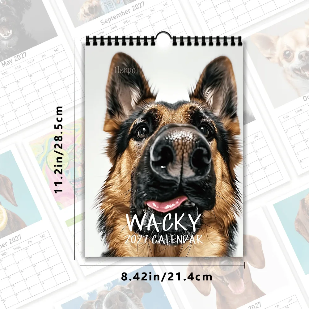 1pc 2027 Quirky Cute Dog Wall Calendar,12-Month Monthly Planner, Perfect Gift for Back-to-School Season, Christmas, and New Year
