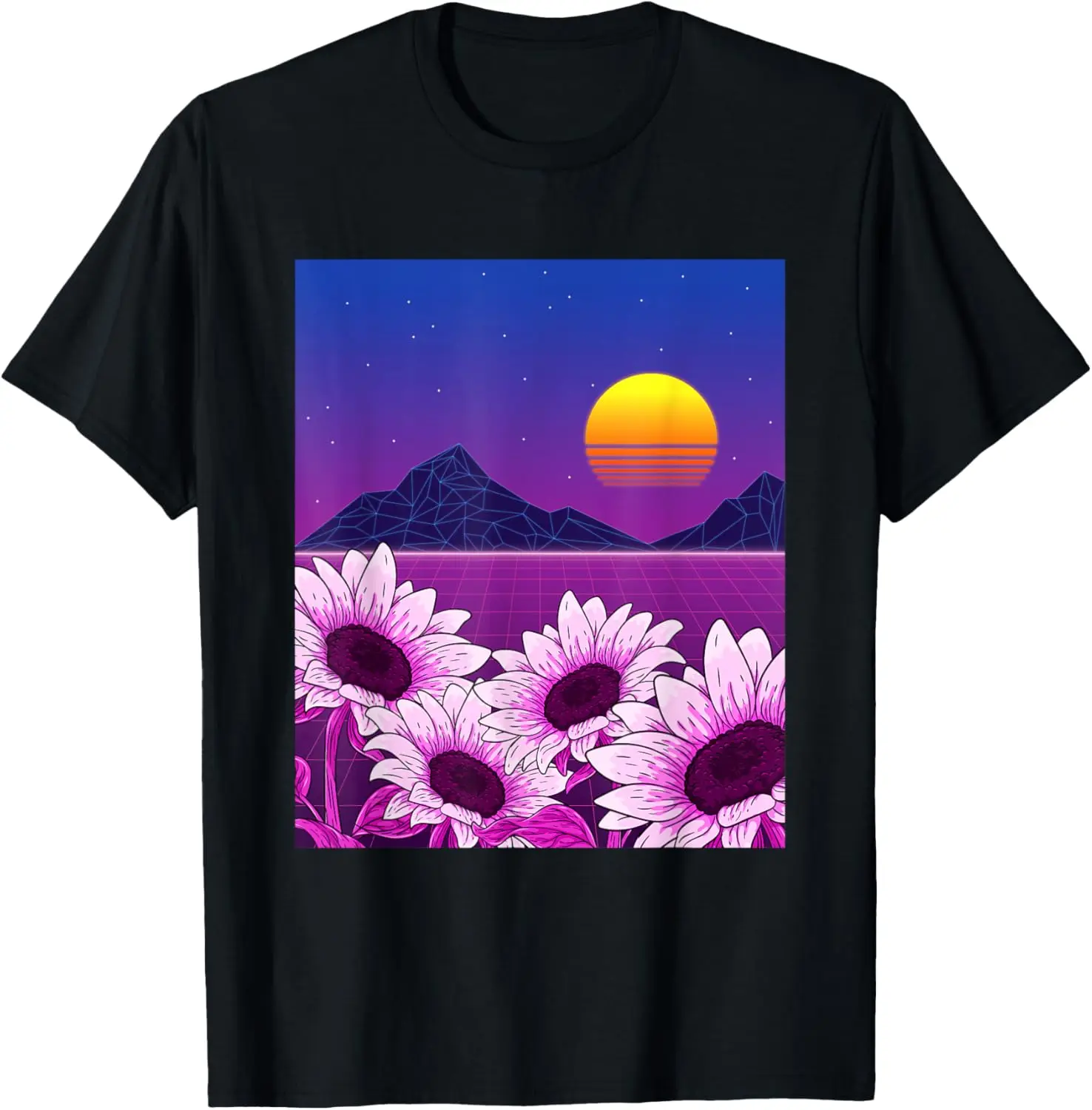 

90s Vaporwave Art Yellow Flower Gardener Hippie Sunflower T-Shirt