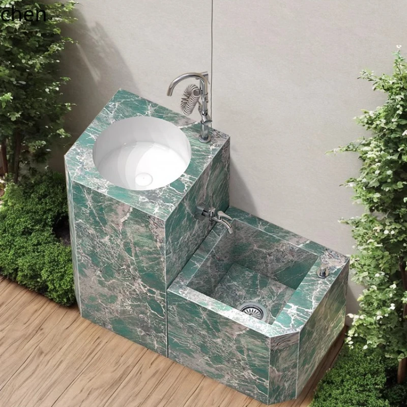 

ZML column basin stone wash basin Chinese courtyard integrated outdoor floor wash basin sink