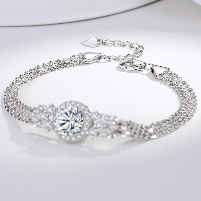 New 2 Carat D Color VVS1 Moissanite Lab Diamond Tennis Chains Bracelet s925 Silver Moissanita Women Hand Chain Fine Jewelry view 4