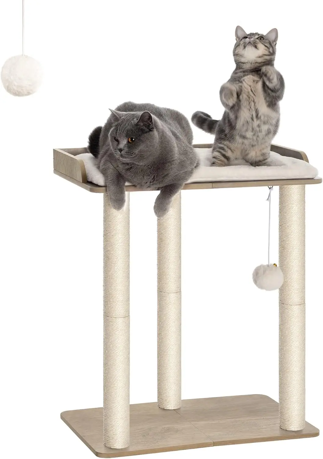 

26.7in Large Cat Tree Tower Condo, Cat Scratch Posts for Indoor Cats, Big Plate, Three 23.6in Full Sisal Scratching Post