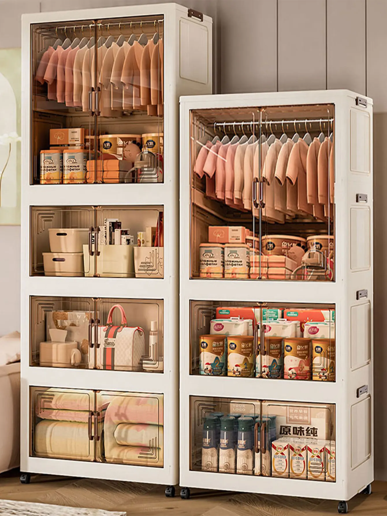 

Installation Free Folding Wardrobe Bedroom Household Simple Thickeneded Plastic Adult Rental Room Adult Storage Large Cabinet Folding Storage Cabinet Organizer