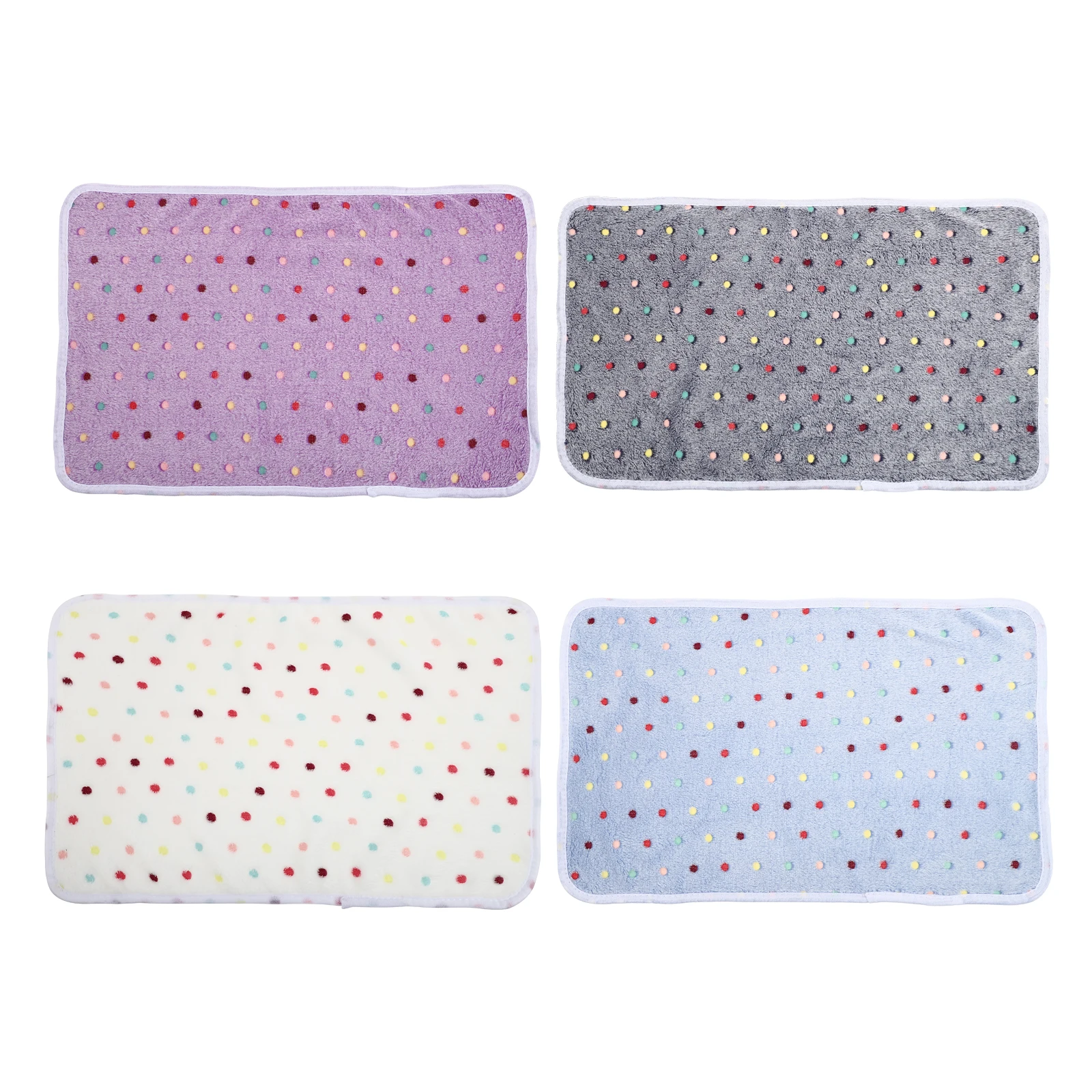 

4 pcs Pet Blanket Coral Fleece Dog Cat Bed Sleeping Mat Lightweight Portable Rest Pad Warm Pet Supplies Sofa Car Room Use