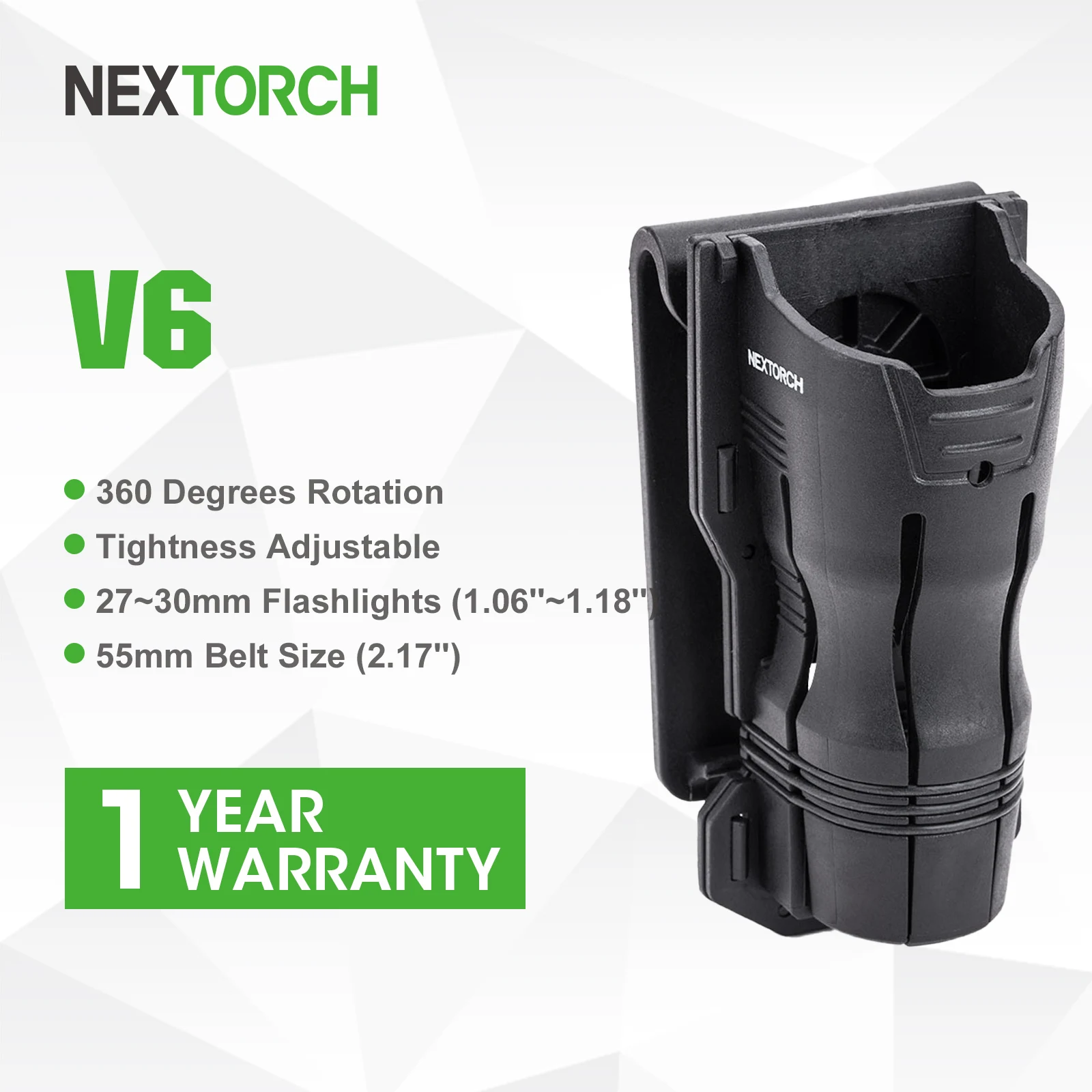 Nextorch Tactical Flashlight Holster Holder with Lever Side Lock System Durable 360° Rotation Torch Pouch for 1.06\