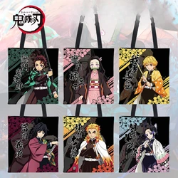 Hot Anime Bag Cute Demon Slayer Rengoku Kyoujurou Kanroji Mitsuri Tokitou Muichirou Canvas Shoulder Bags Handbag 37x33CM