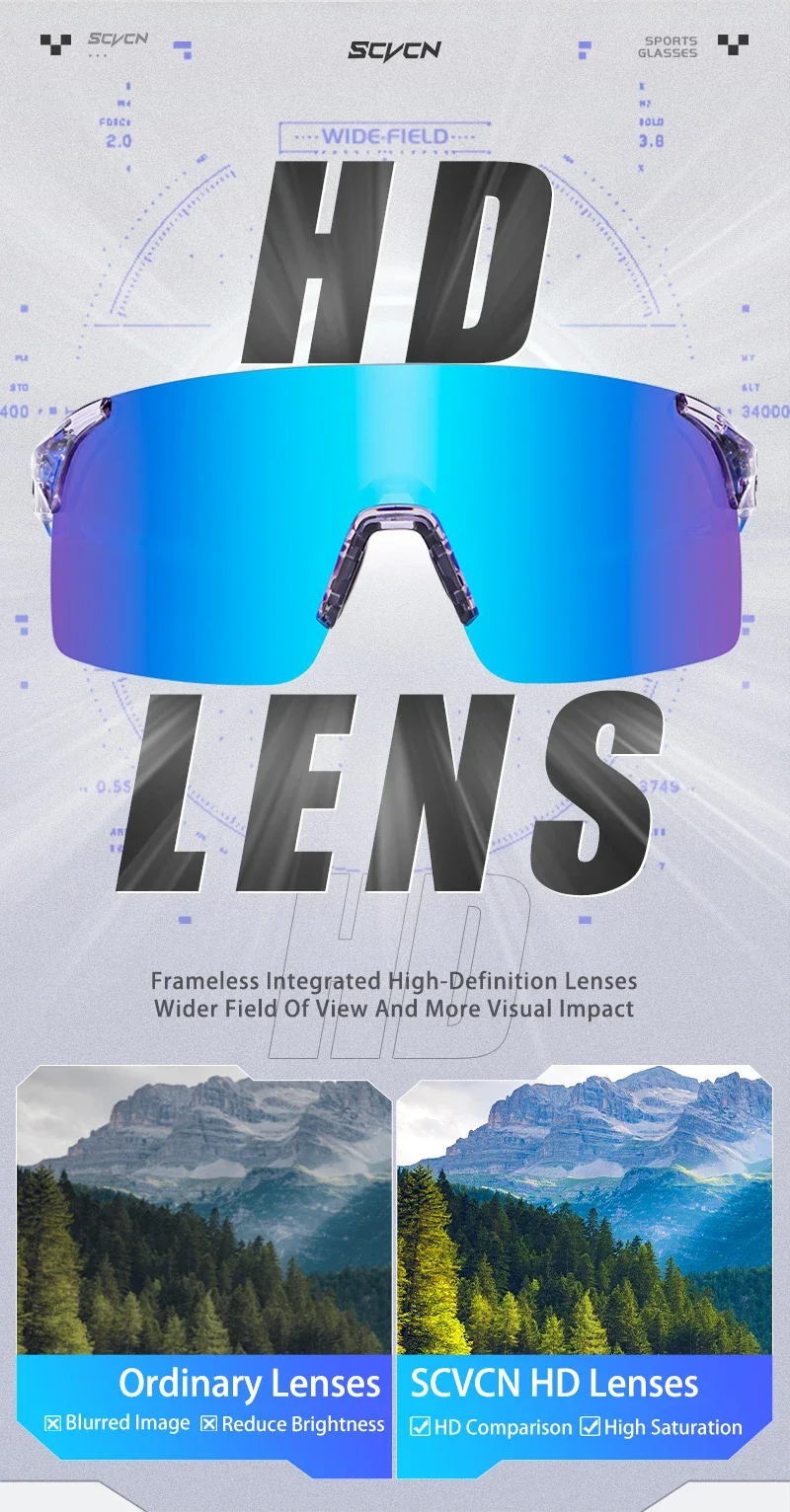 SCVCN NEUE Mode Radfahren Sonnenbrillen für Männer Frauen MTB Angeln Golf Fahren Luxus Fahrrad Brille Shades 2024 Photochrome UV400 – Detail 2