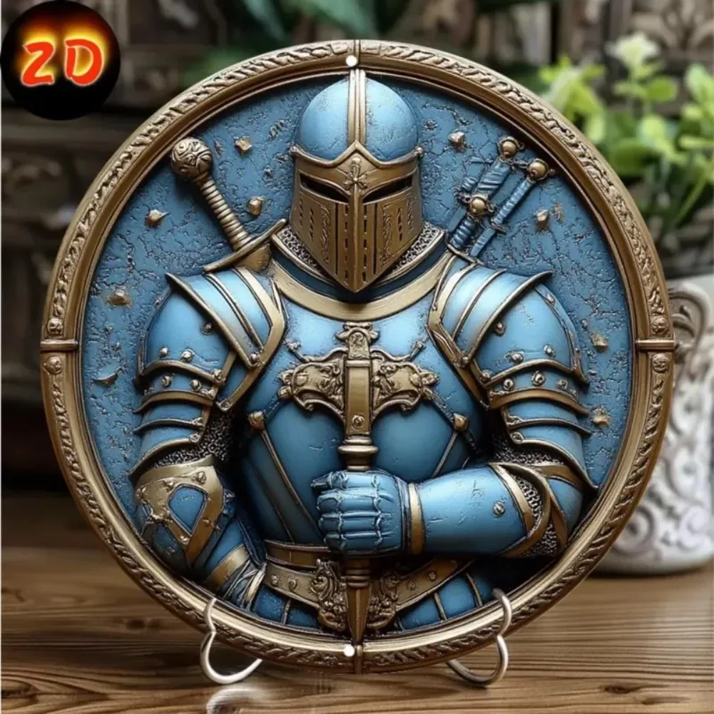 Vintage Knight Pride Round Aluminum Wall Art - Perfect for Home, Garden, Bedroom, Bar, Bathroom Decor, 8x8Inch/11.8x11.8Inch