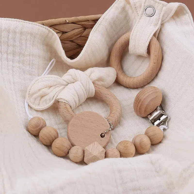 

3pcs Baby Appease Set Pacifier Chain Saliva Towel Teether Supplies for Baby