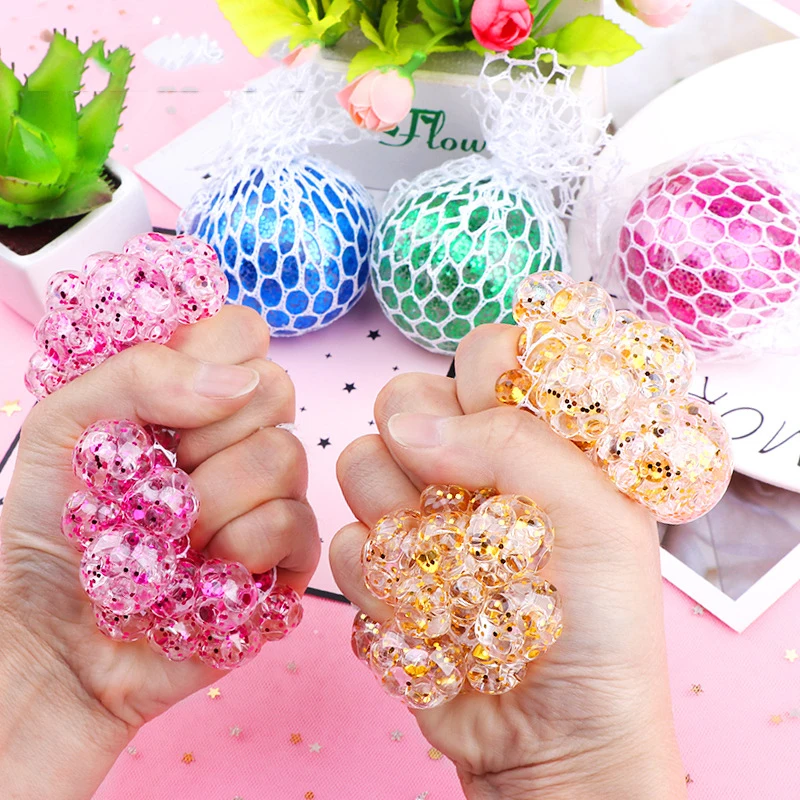 Gold Dust Staple Balls Squishy Stress Balls Fidget Toys Colored Beads Rainbow Balls Parties Kids Baby Toys Water Polo Antistress