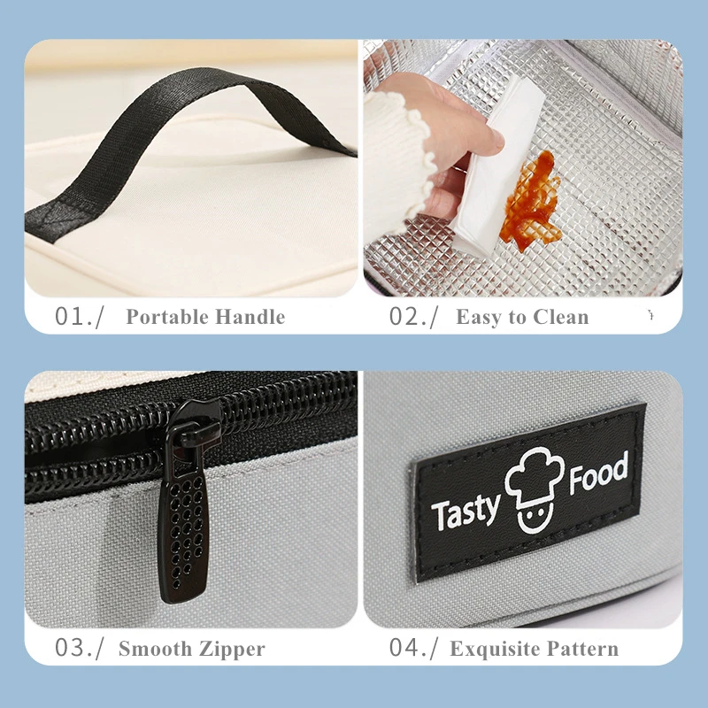 Square Thicken Thermal Lunch Box Bag Food Carrier Cooler Insulation Storage Bags Small Dinner Container for Adults Children