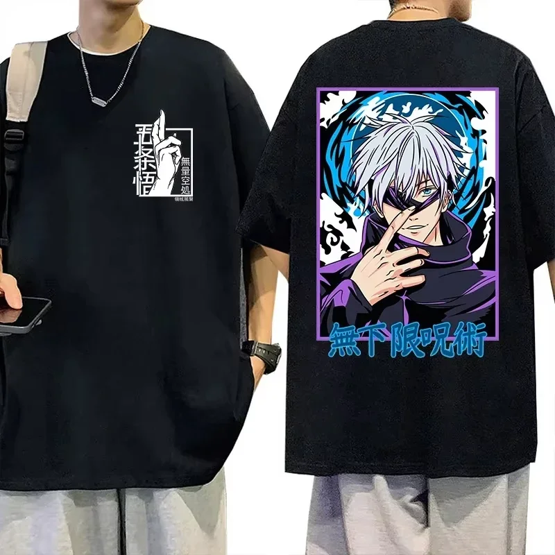 

2025 Japanese Anime Jujutsu Kaisen T Shirt Men Women Gojo Satoru New Harajuku Fashion Casual Short Sleeve Tees Cotton Tops Loose