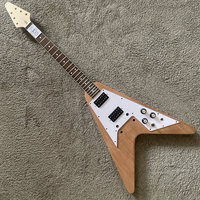 Flying v Electric Guitar Kits Solid Mahogany Body Maple+Rosewood Neck One Set Hardwares Includes DIY Replace Guitar Sets FV