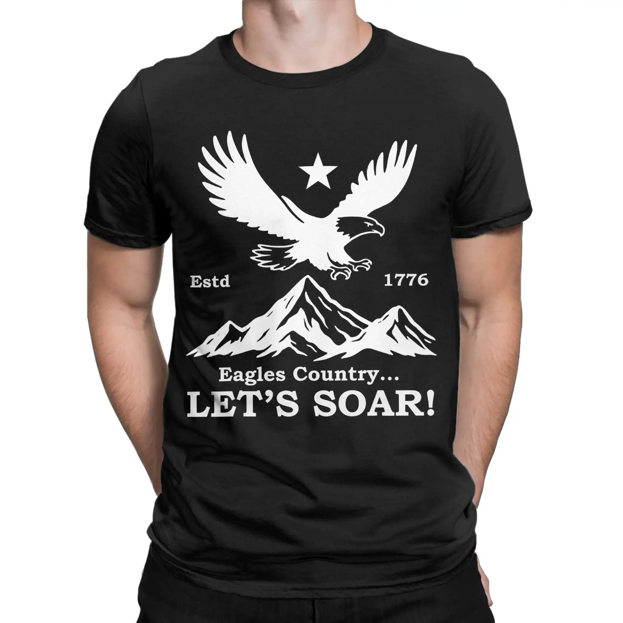 Men's Eagle Country Let's Soar T Shirts Saying Funny Pure Cotton Tops Funny Short Sleeve Crewneck Tees Summer T-Shirts