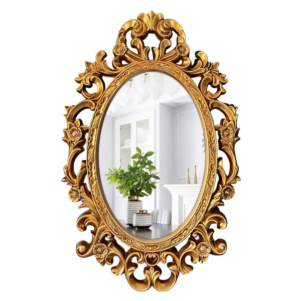 

European style, vintage, oval, bathroom mirror, hollow out, decoration, transformation