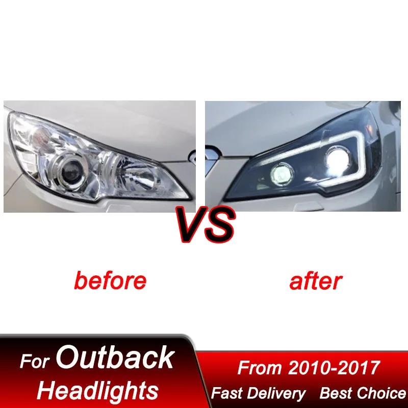 المصابيح الأمامية للسيارة لسوبارو Outback Legacy 2010-2017 نمط جديد كامل LED رئيس مجموعة مصابيح ترقية عدسة العارض اكسسوارات عدة #2