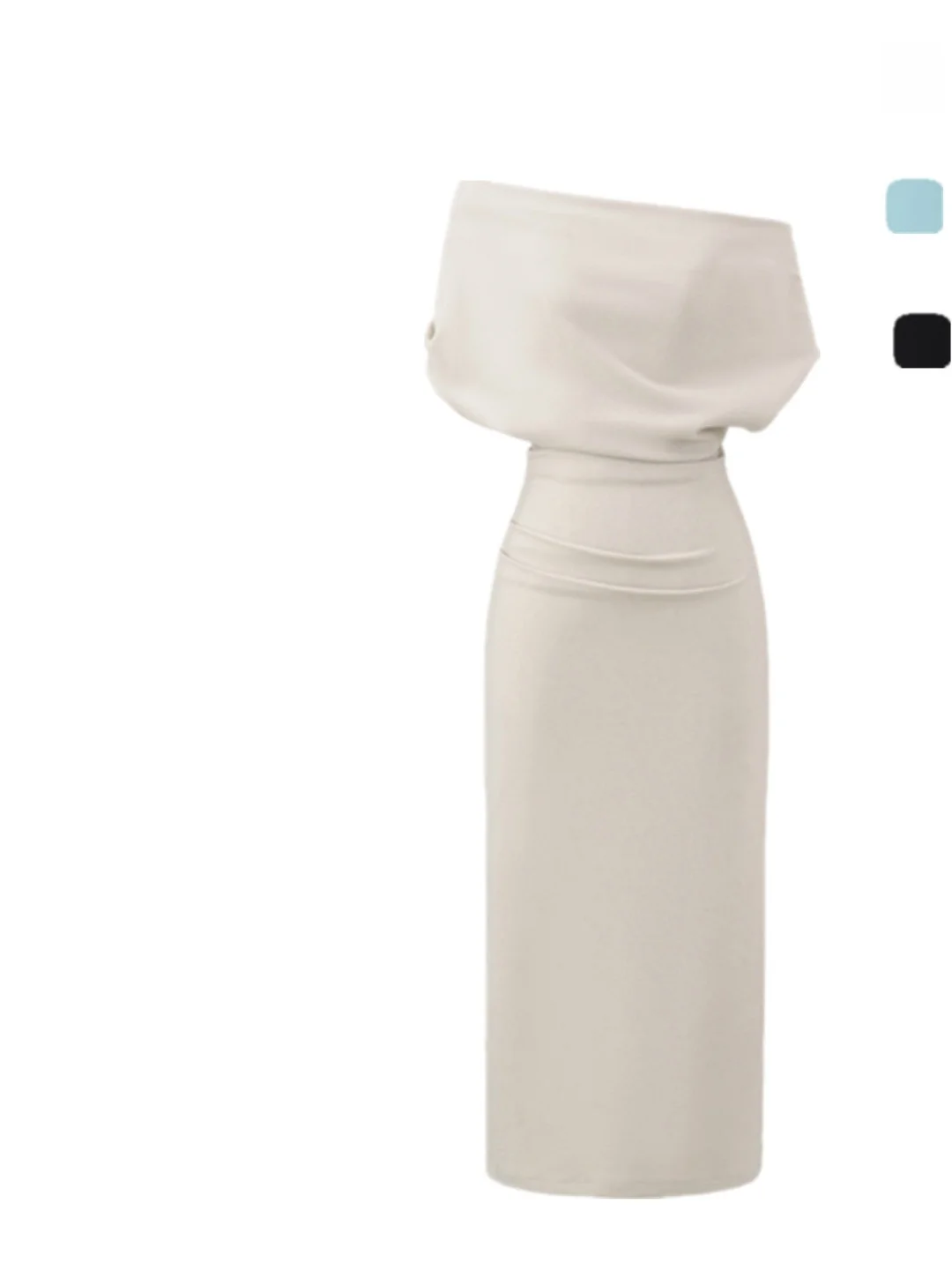 섹시한 어깨 노출 드레스, 허리 조임과 주름 장식이 있는 롱 슬림 스커트, 여성용 여름 볼 가운 바디콘 드레스