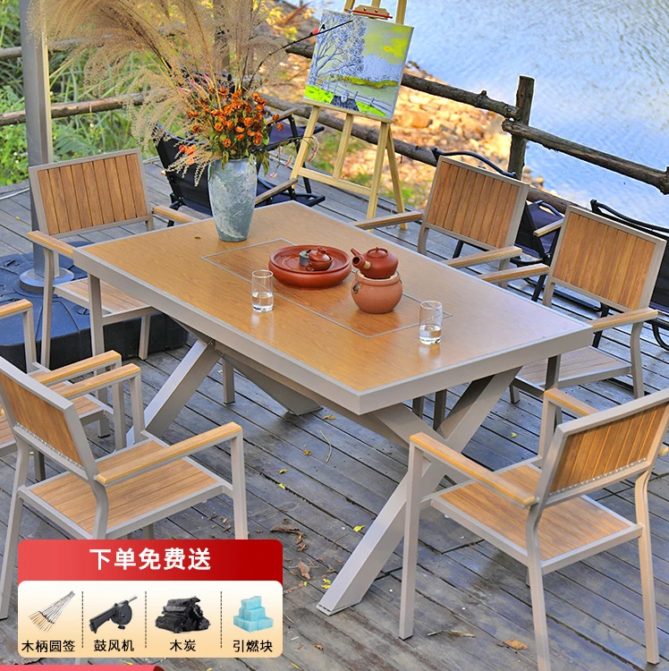 Outdoor balcony, leisure barbecue, multifunctional dining table, outdoor home electric baking carbon