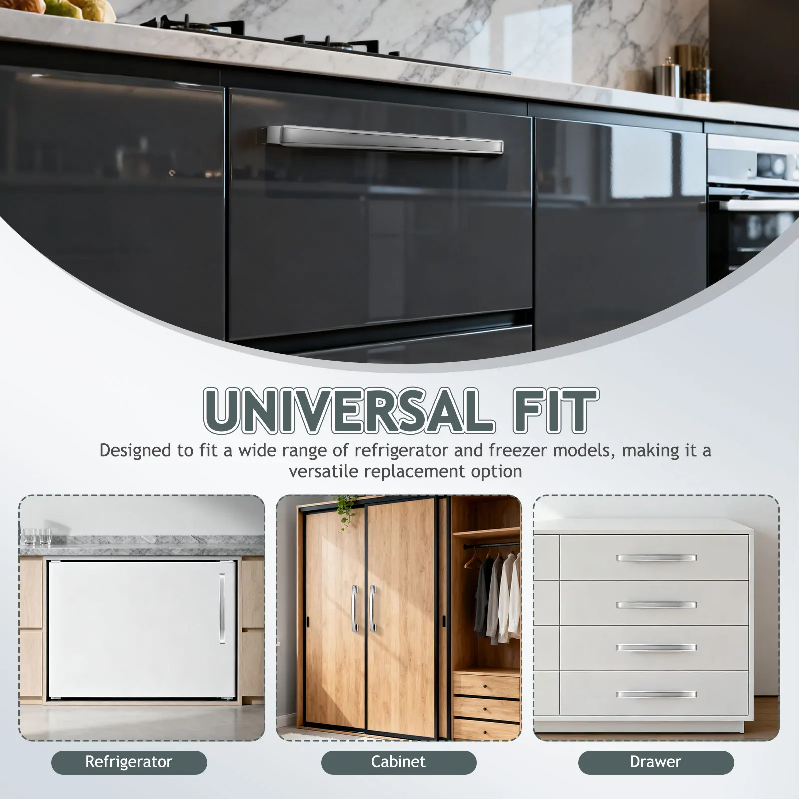 

Refrigerator Handle Door Freezer Commercial Parts Accessories Replacement Sturdy Plastic Universal Fit Easy Installation Kitchen